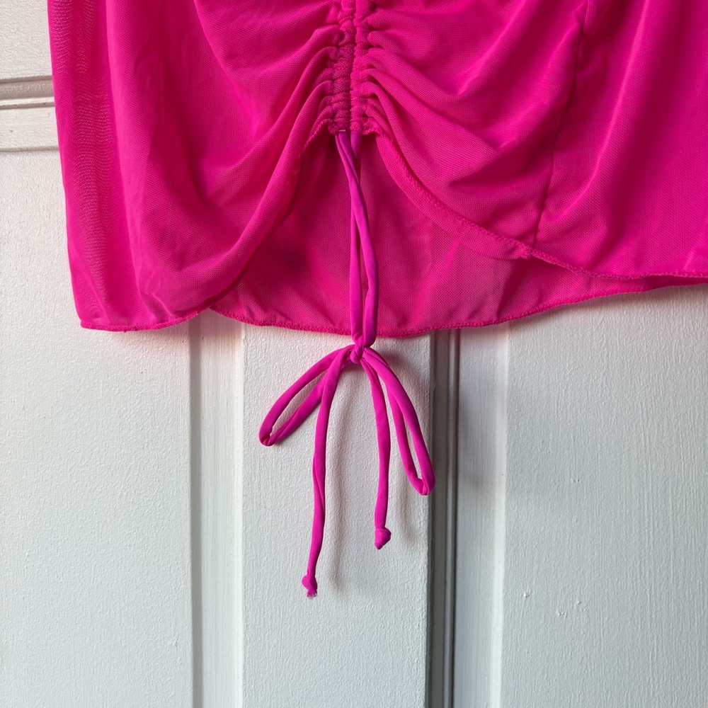 Make heads turn ! 4 pc dark neon TiniBikini Vibrant Pink Bikini + Cover Up Set s - Picture 14 of 16